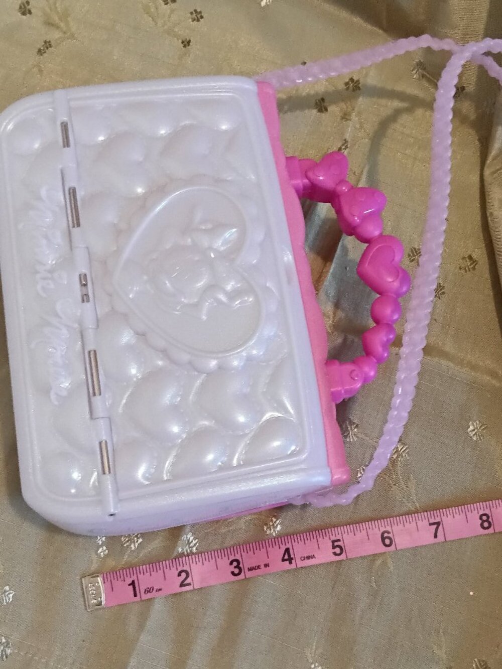 Disney Minnie Mouse Pink Plastic Play Purse Heart Bow Bag - Picture 6 of 6